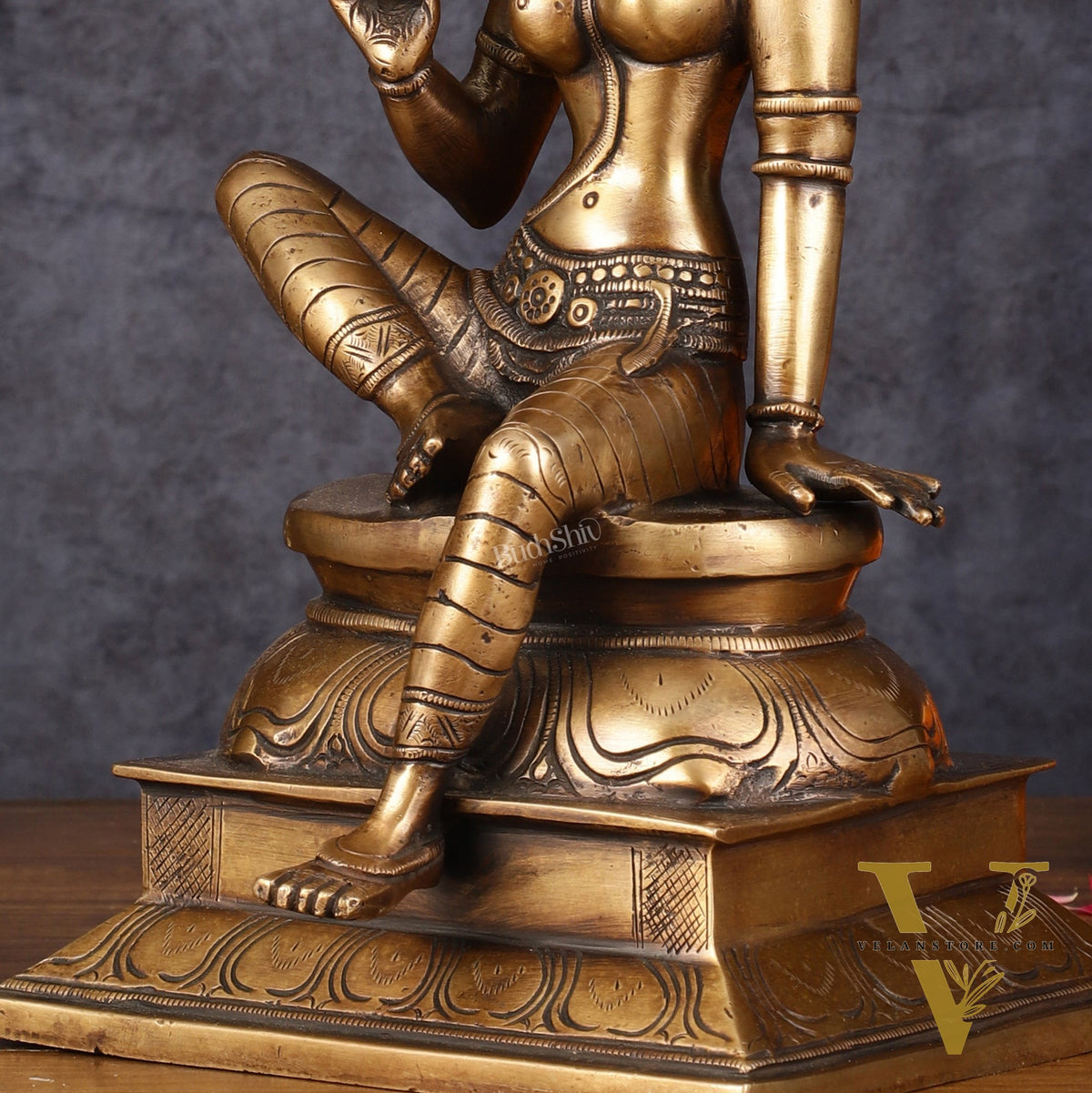 Pure Brass Seated Parvati Idol - 12"