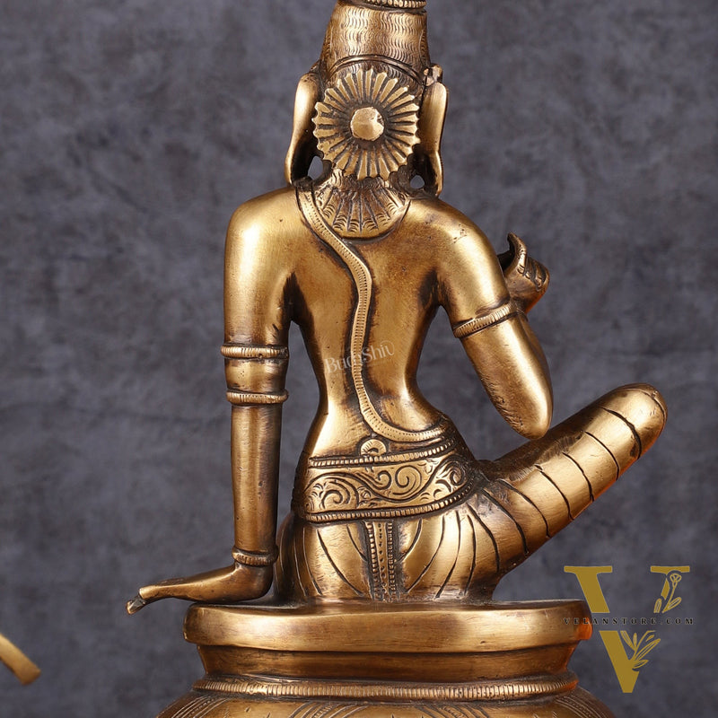 Pure Brass Seated Parvati Idol - 12"