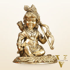 Pure Brass Seated Ram Lalla Superfine Idol - 5 in Height