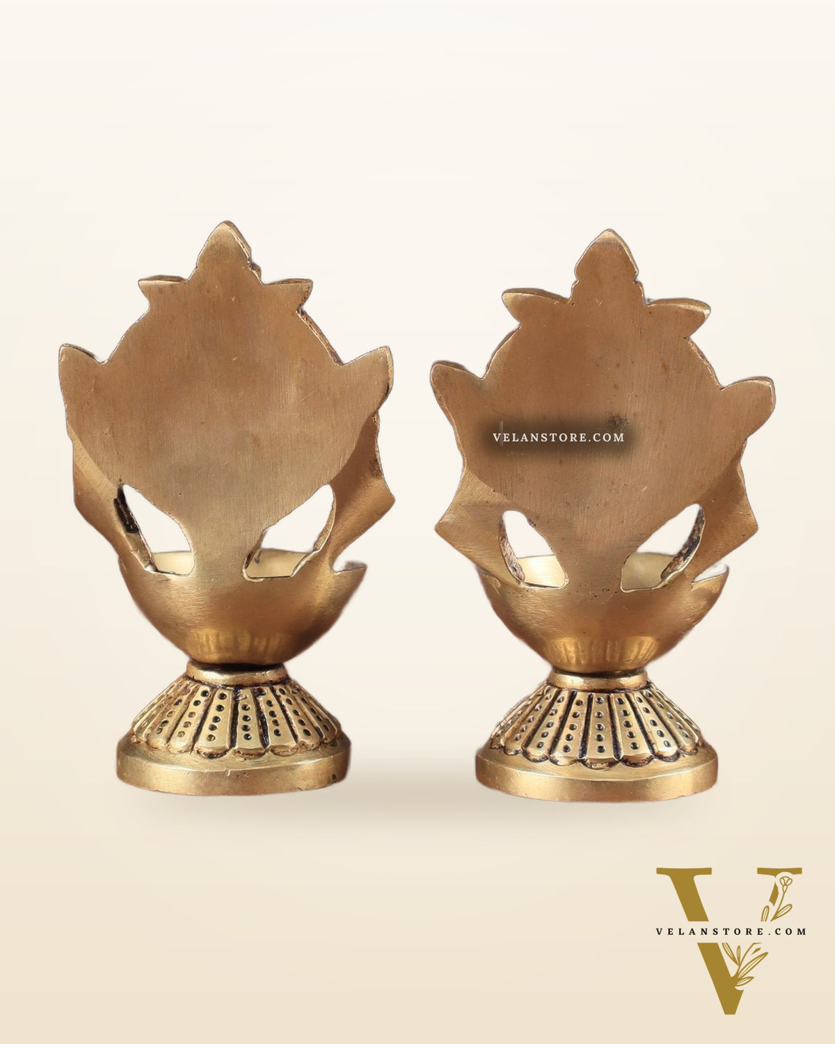 Pure Brass Shankh Chakra Oil Lamps (Pair) 4.5"
