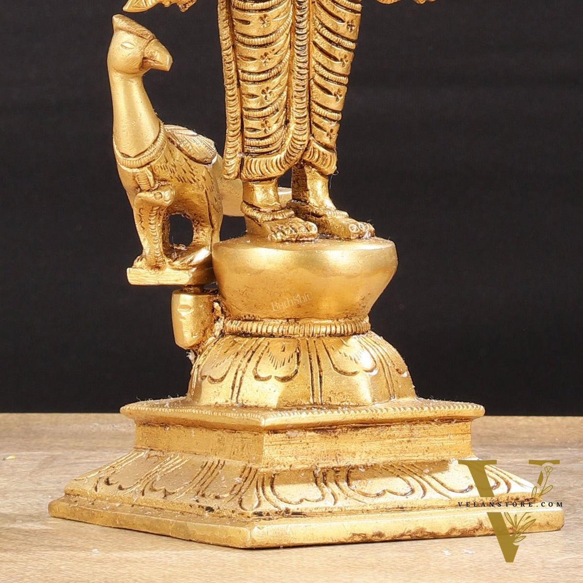 Pure Brass Shanmukha Murugan Idol with Six Heads 10.5 inch