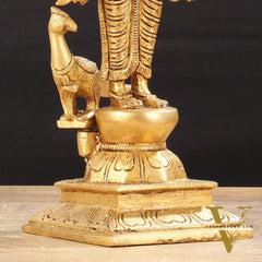 Pure Brass Shanmukha Murugan Idol with Six Heads 10.5 inch