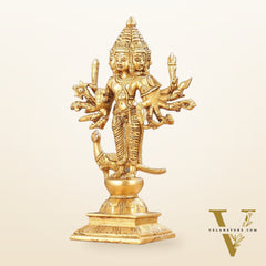 Pure Brass Shanmukha Murugan Idol with Six Heads 10.5 inch