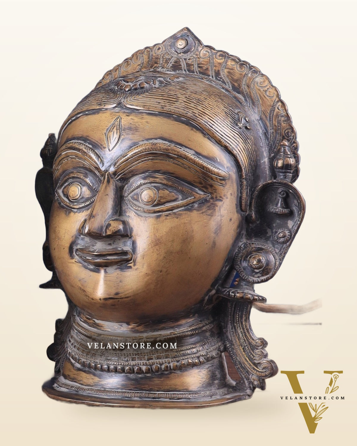 Pure Brass Shiva and Parvati/Gauri Face Sculptures