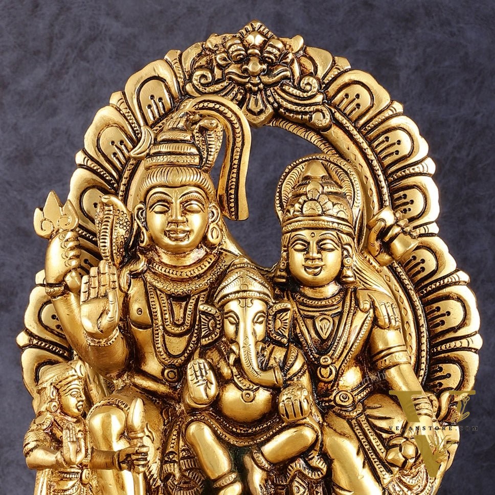 Pure Brass Shiva Parivar Statue 12 inch