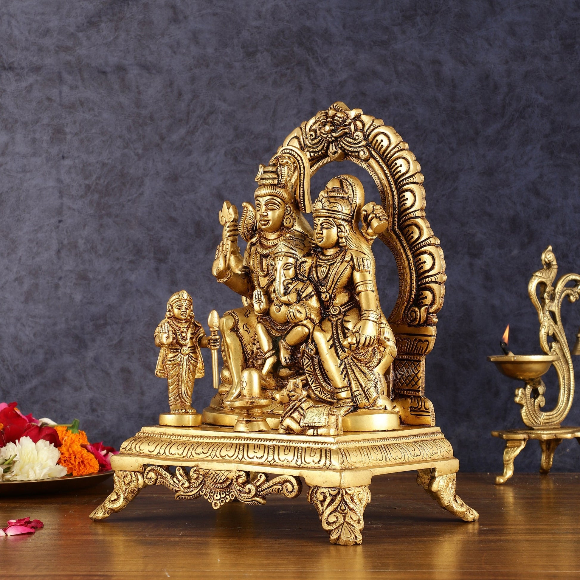 Pure Brass Shiva Parivar Statue 12 inch
