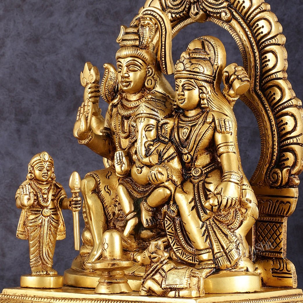 Pure Brass Shiva Parivar Statue 12 inch
