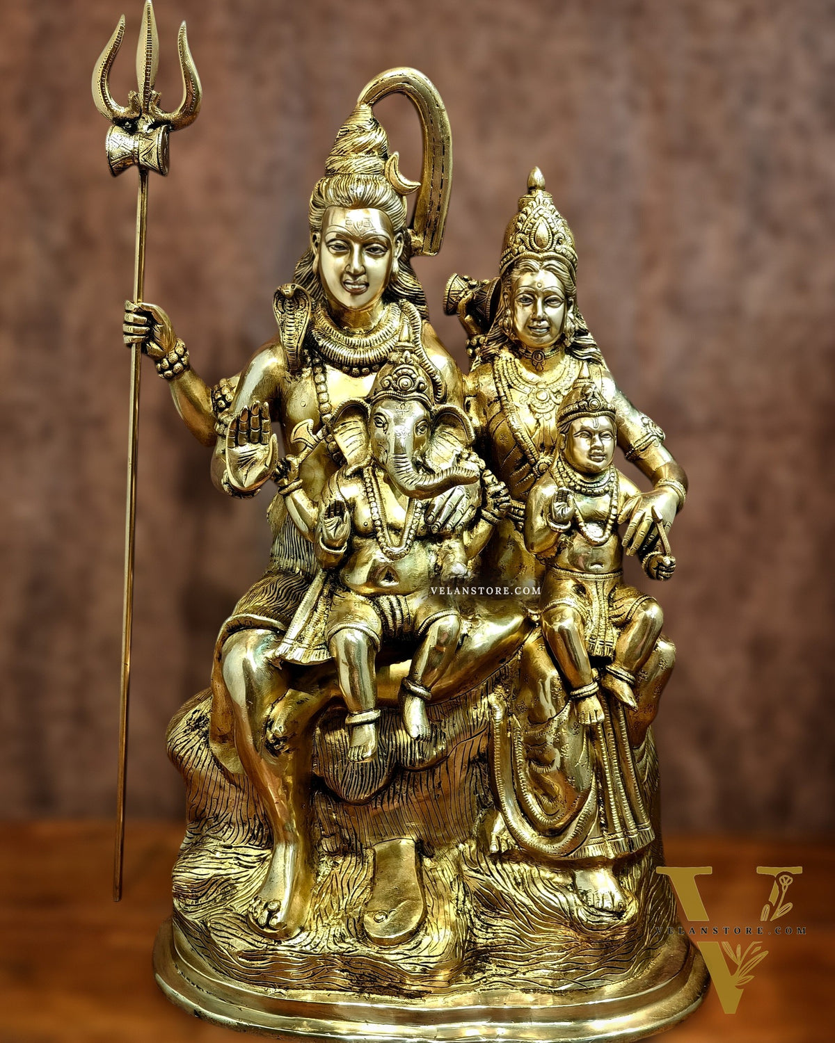 Pure Brass Shiva Parivar Statue - 28" large size