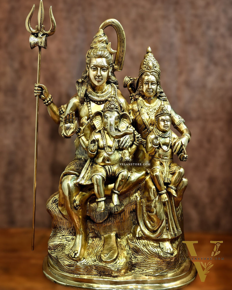Pure Brass Shiva Parivar Statue - 28" large size