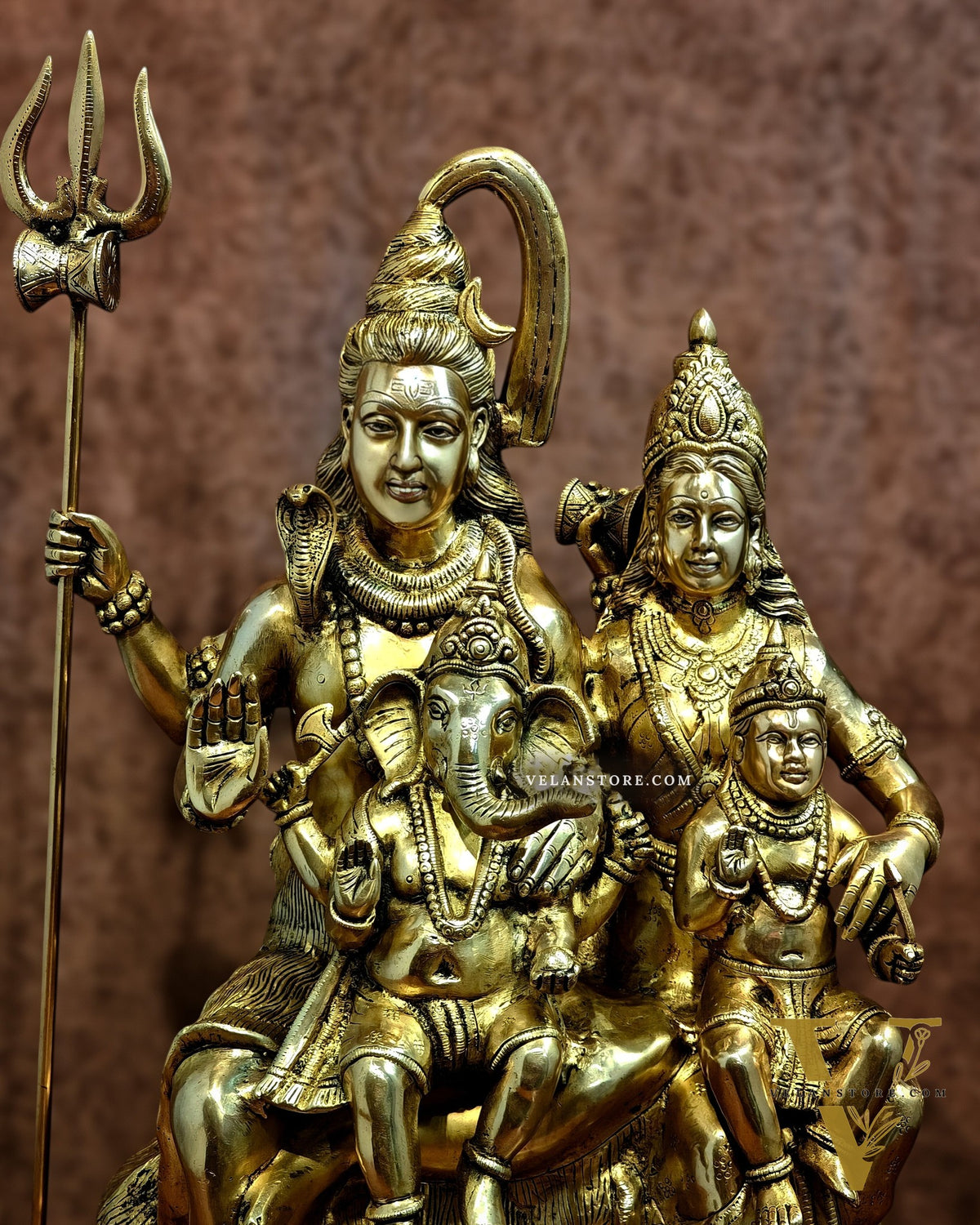 Pure Brass Shiva Parivar Statue - 28" large size