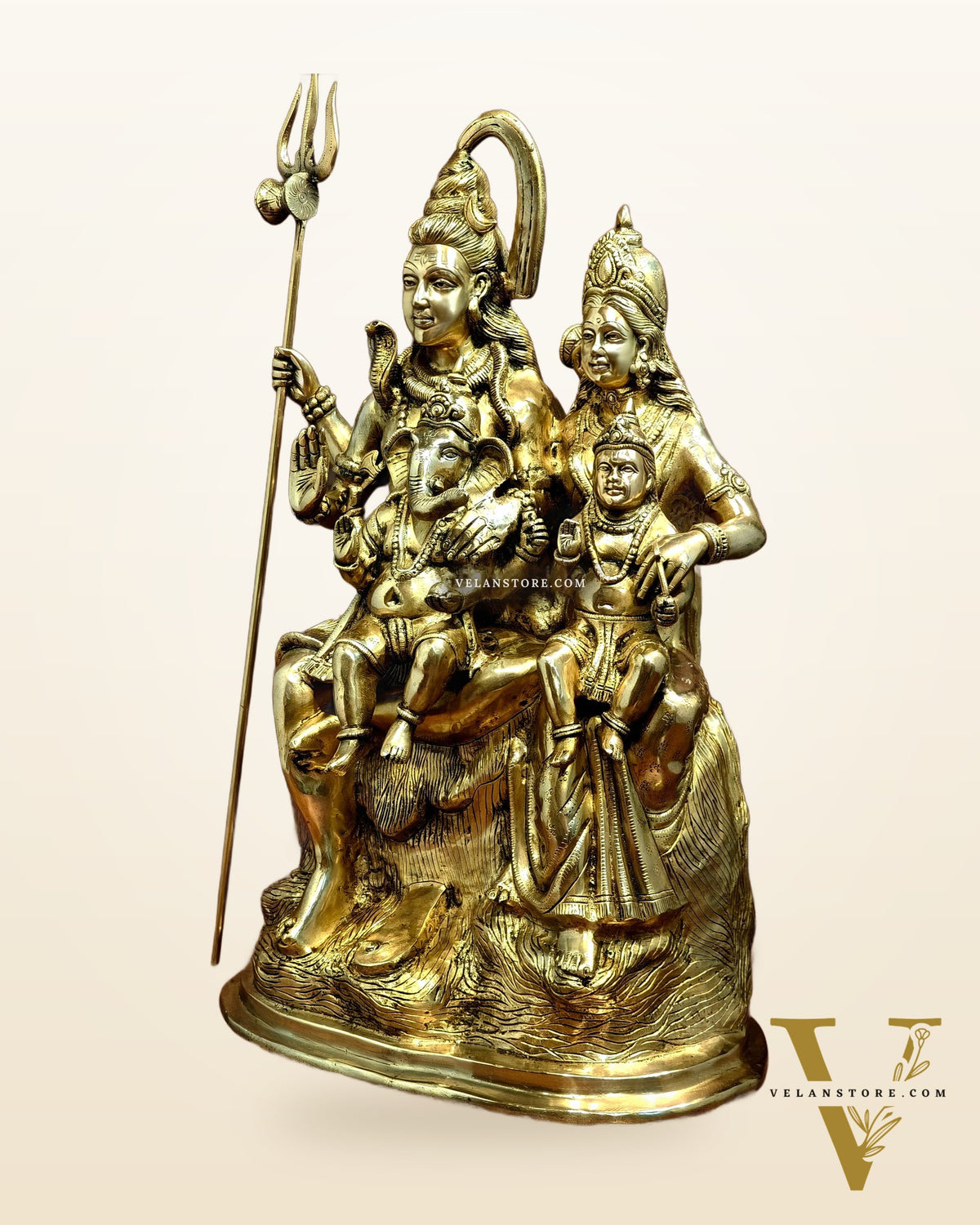 Pure Brass Shiva Parivar Statue - 28" large size