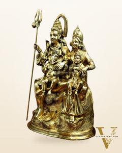 Pure Brass Shiva Parivar Statue - 28" large size