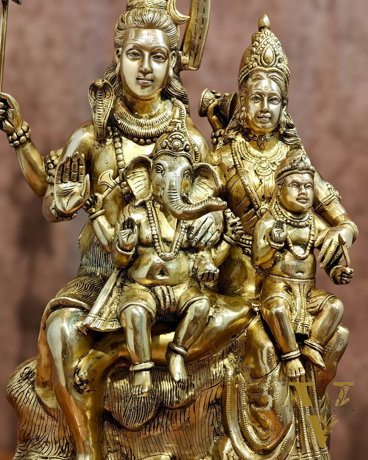 Pure Brass Shiva Parivar Statue - 28" large size