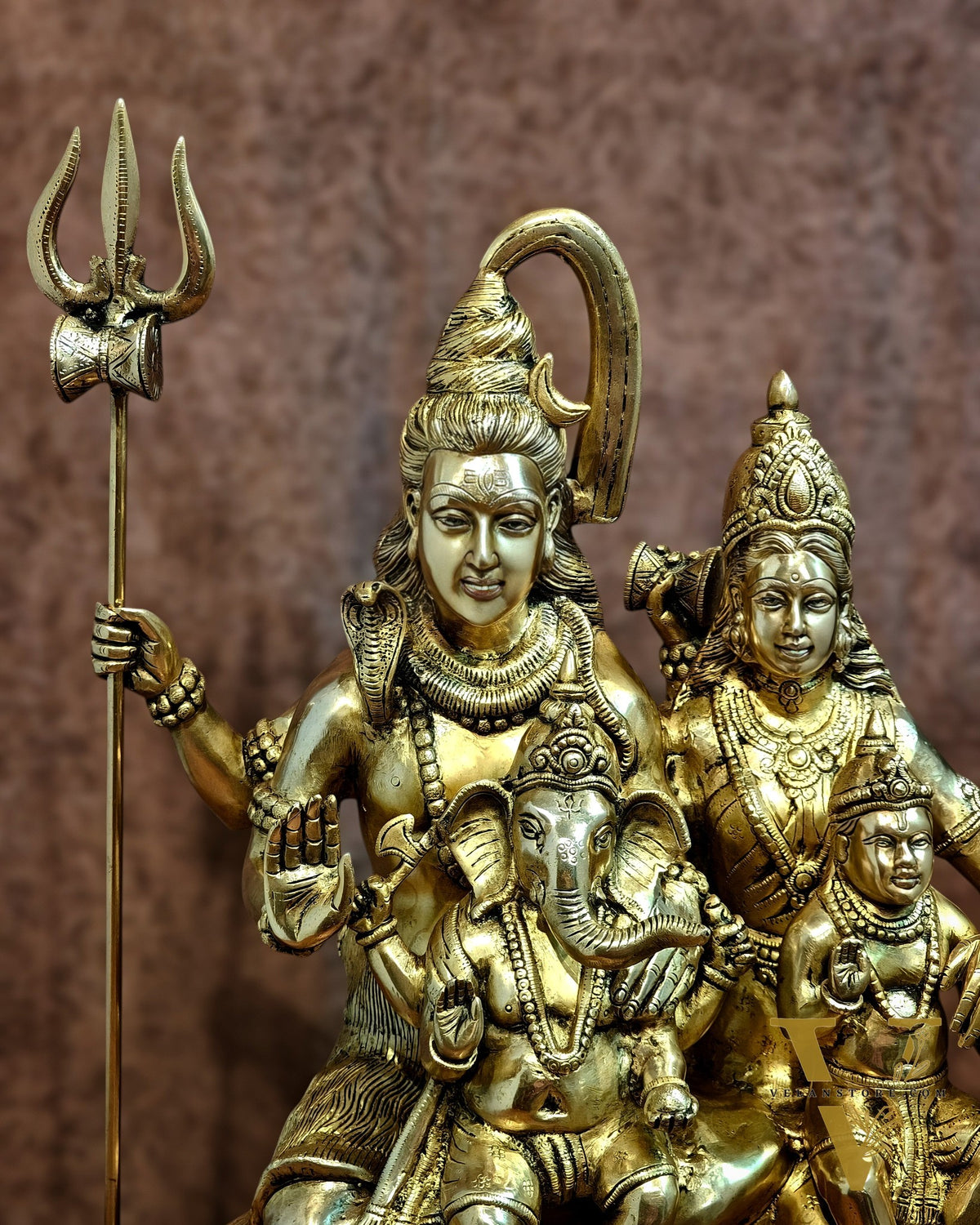 Pure Brass Shiva Parivar Statue - 28" large size