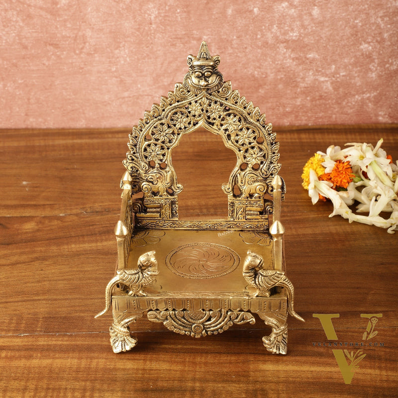 Pure Brass Singhasan Peeta for God Idols | 8 Inch Height