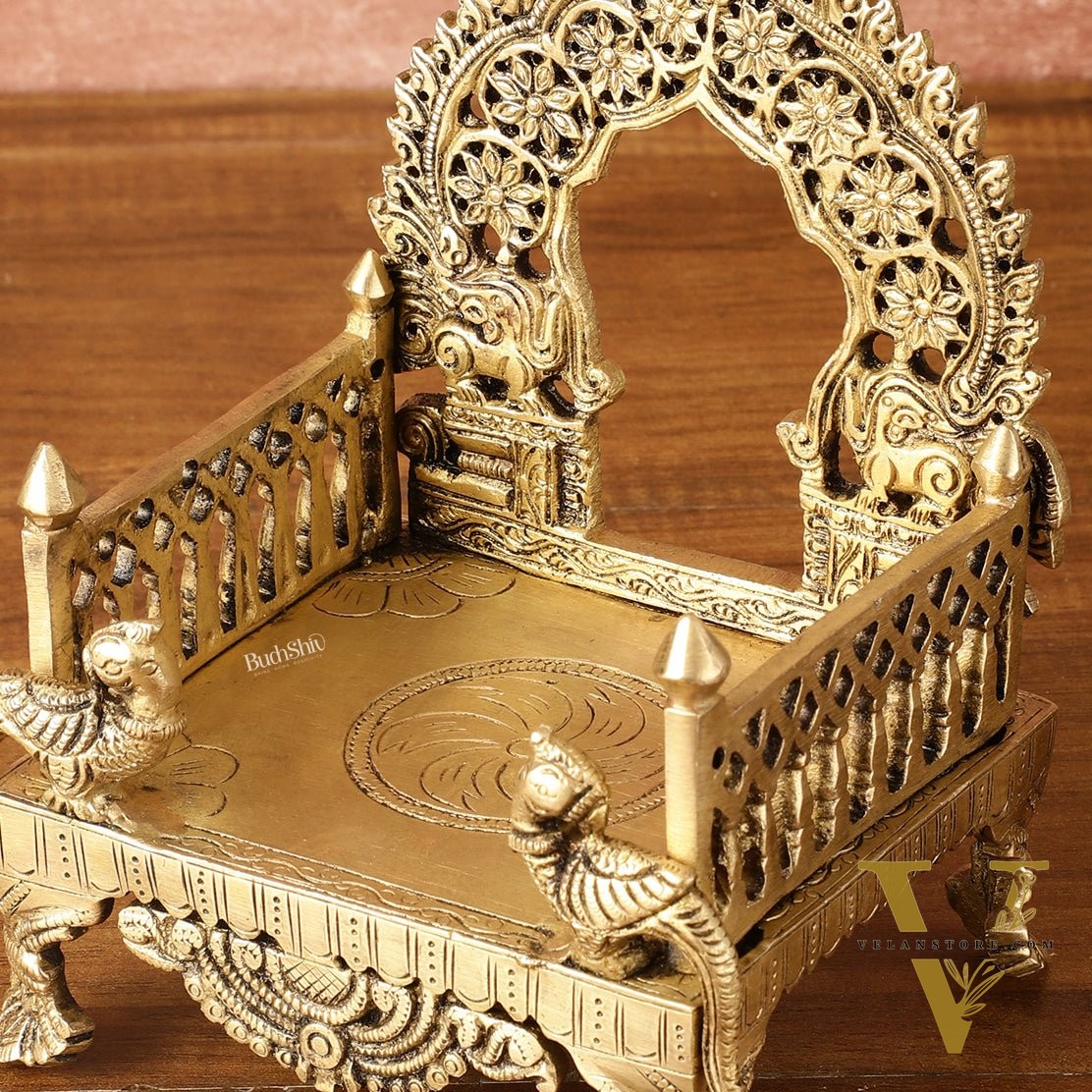 Pure Brass Singhasan Peeta for God Idols | 8 Inch Height