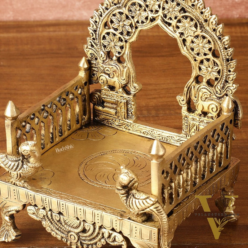 Pure Brass Singhasan Peeta for God Idols | 8 Inch Height