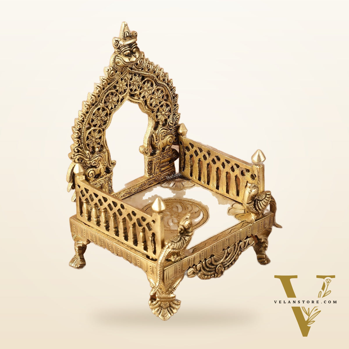 Pure Brass Singhasan Peeta for God Idols | 8 Inch Height