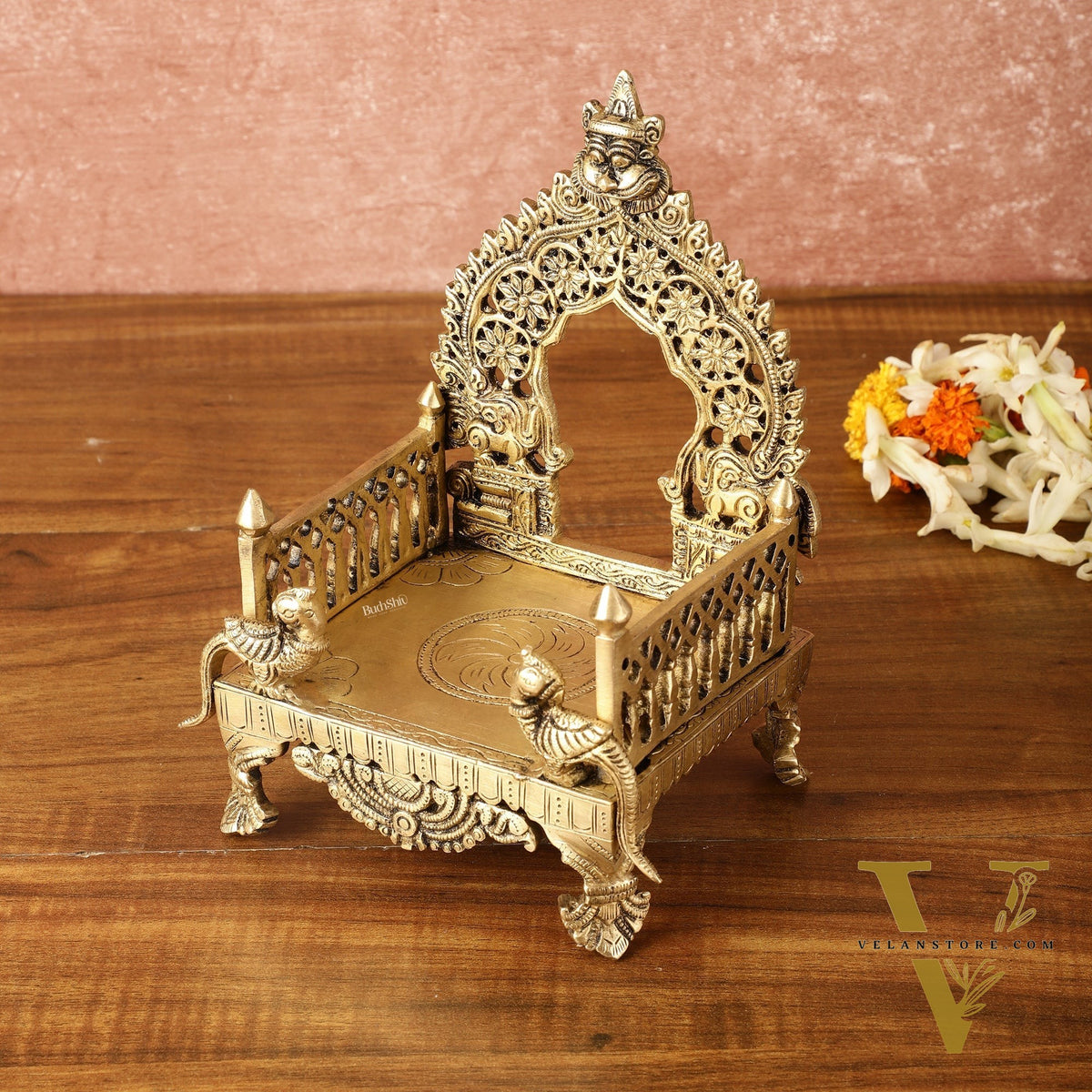 Pure Brass Singhasan Peeta for God Idols | 8 Inch Height