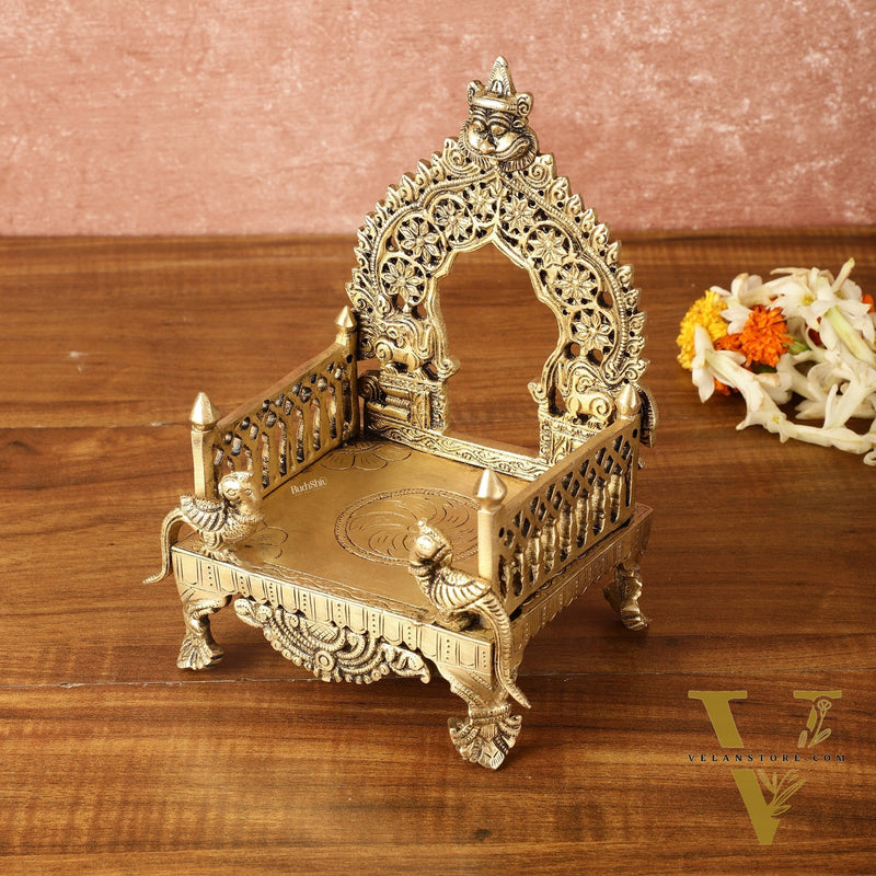 Pure Brass Singhasan Peeta for God Idols | 8 Inch Height