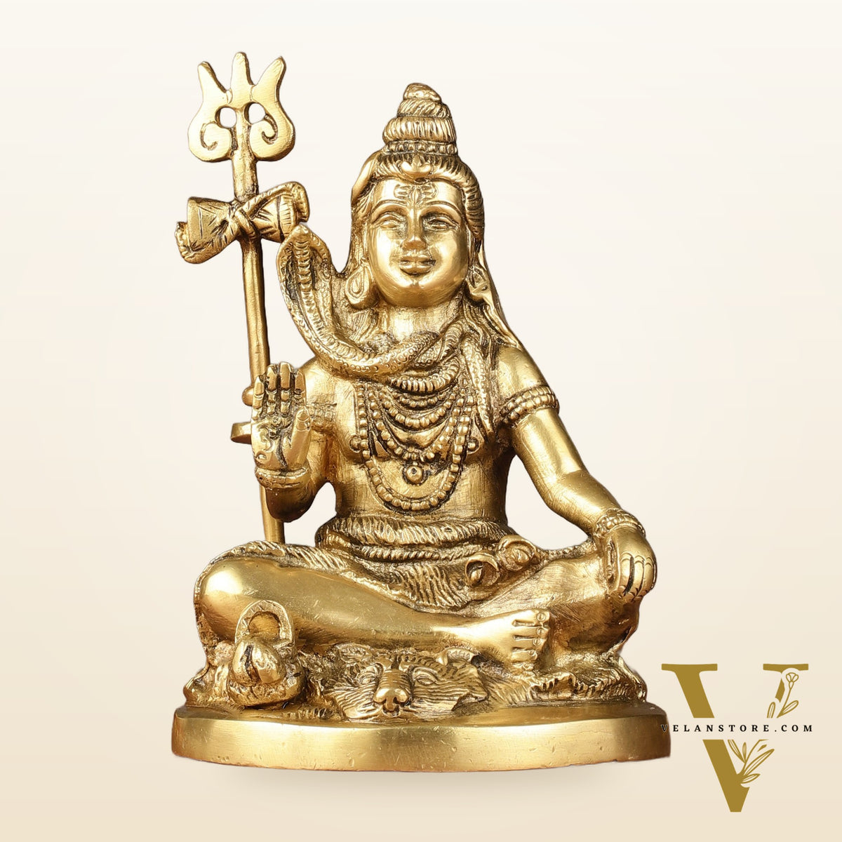 Pure Brass Sitting Lord Shiva Idol - 6"