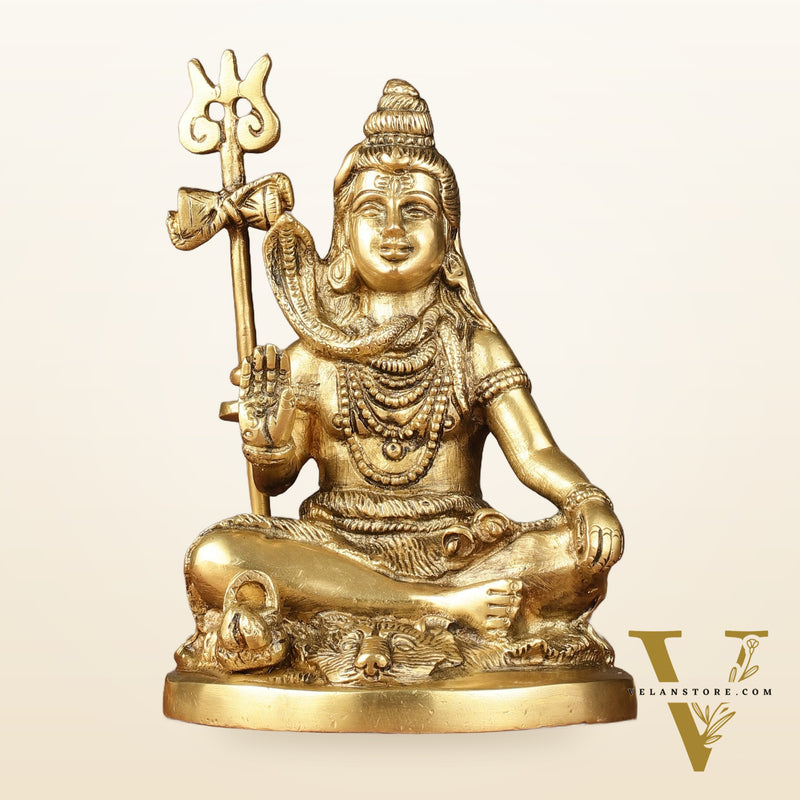 Pure Brass Sitting Lord Shiva Idol - 6"