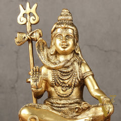 Pure Brass Sitting Lord Shiva Idol - 6"