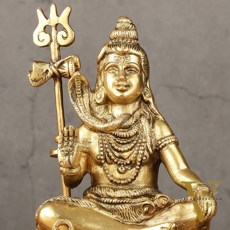 Pure Brass Sitting Lord Shiva Idol - 6"