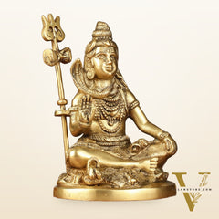 Pure Brass Sitting Lord Shiva Idol - 6"