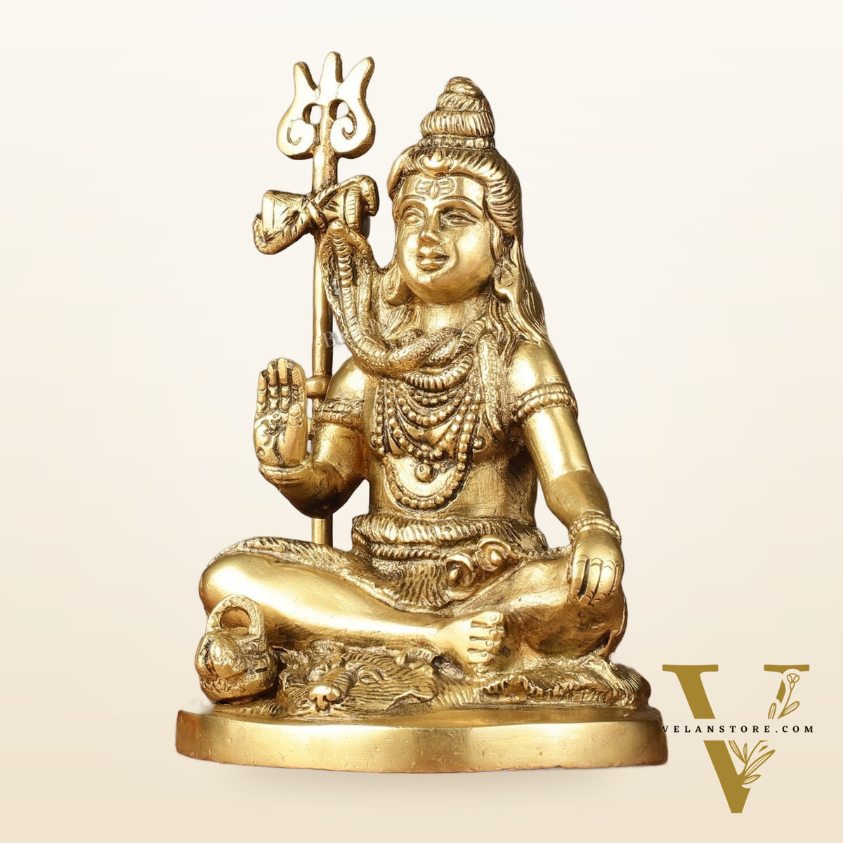 Pure Brass Sitting Lord Shiva Idol - 6"