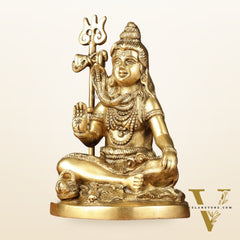 Pure Brass Sitting Lord Shiva Idol - 6"