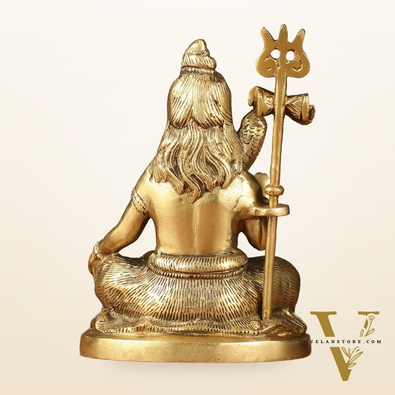 Pure Brass Sitting Lord Shiva Idol - 6"