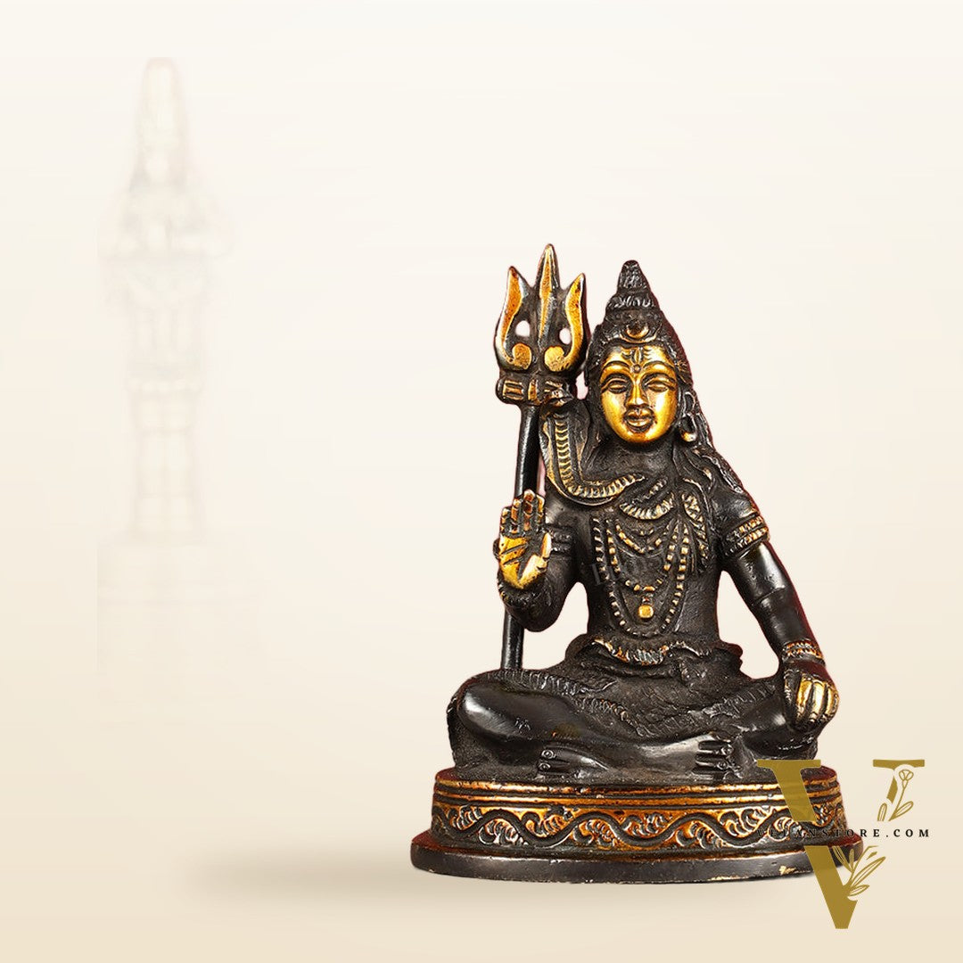 Pure Brass Sitting Lord Shiva Idol - 6"