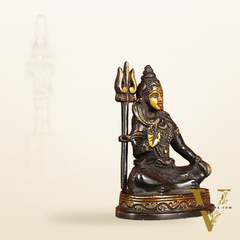 Pure Brass Sitting Lord Shiva Idol - 6"