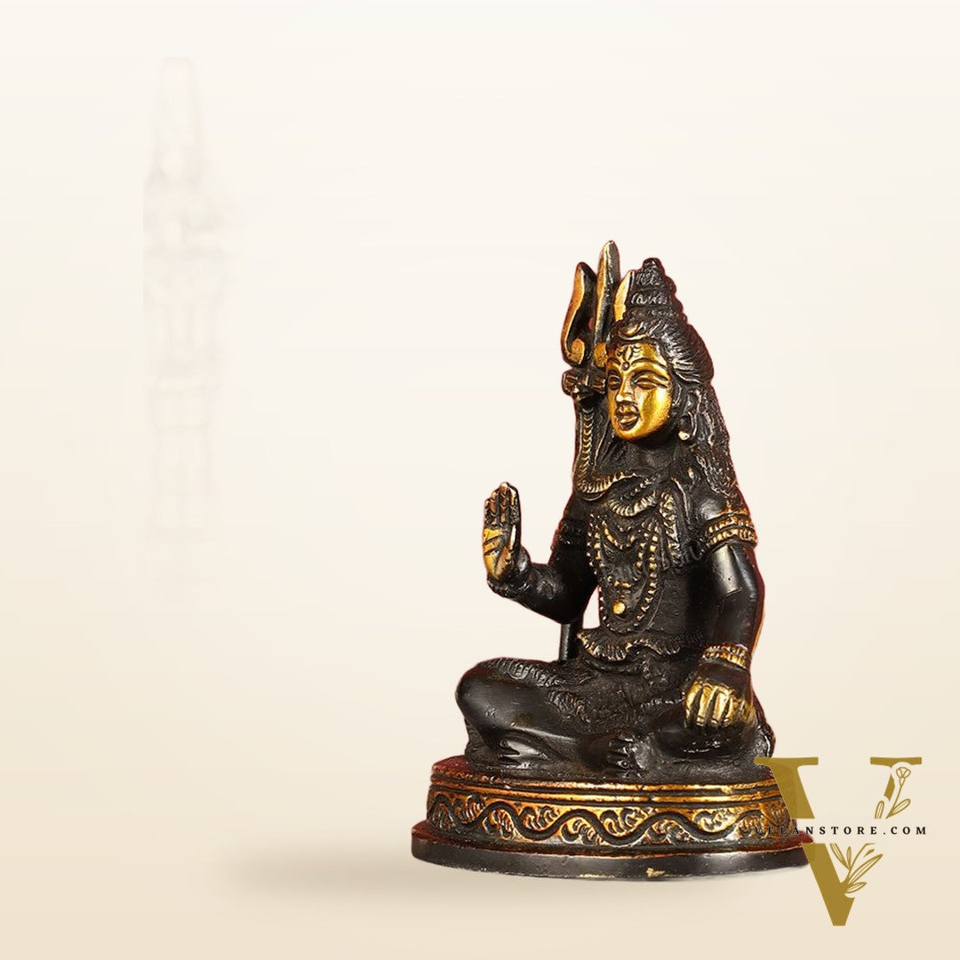 Pure Brass Sitting Lord Shiva Idol - 6"
