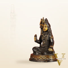 Pure Brass Sitting Lord Shiva Idol - 6"