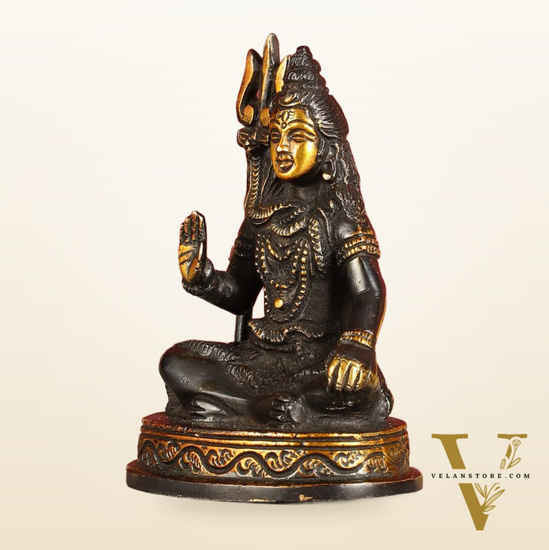 Pure Brass Sitting Lord Shiva Idol - 6"