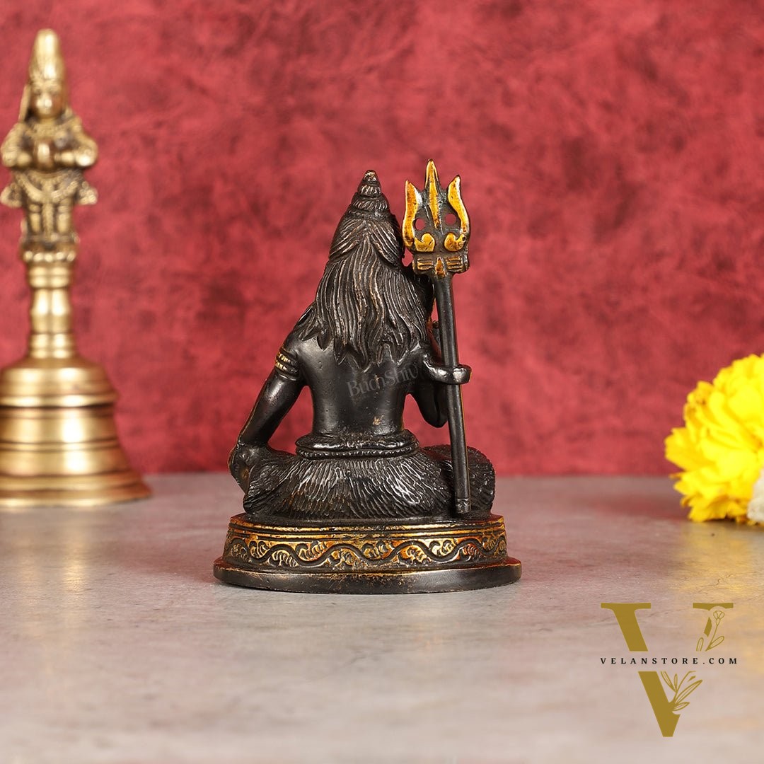 Pure Brass Sitting Lord Shiva Idol - 6"