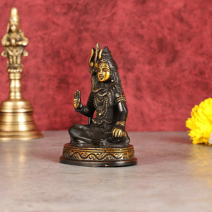 Pure Brass Sitting Lord Shiva Idol - 6"