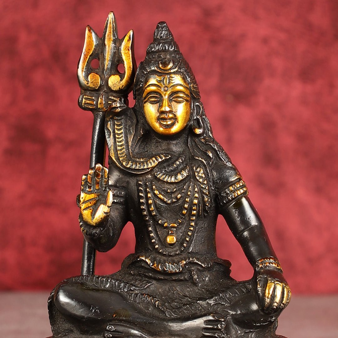 Pure Brass Sitting Lord Shiva Idol - 6"