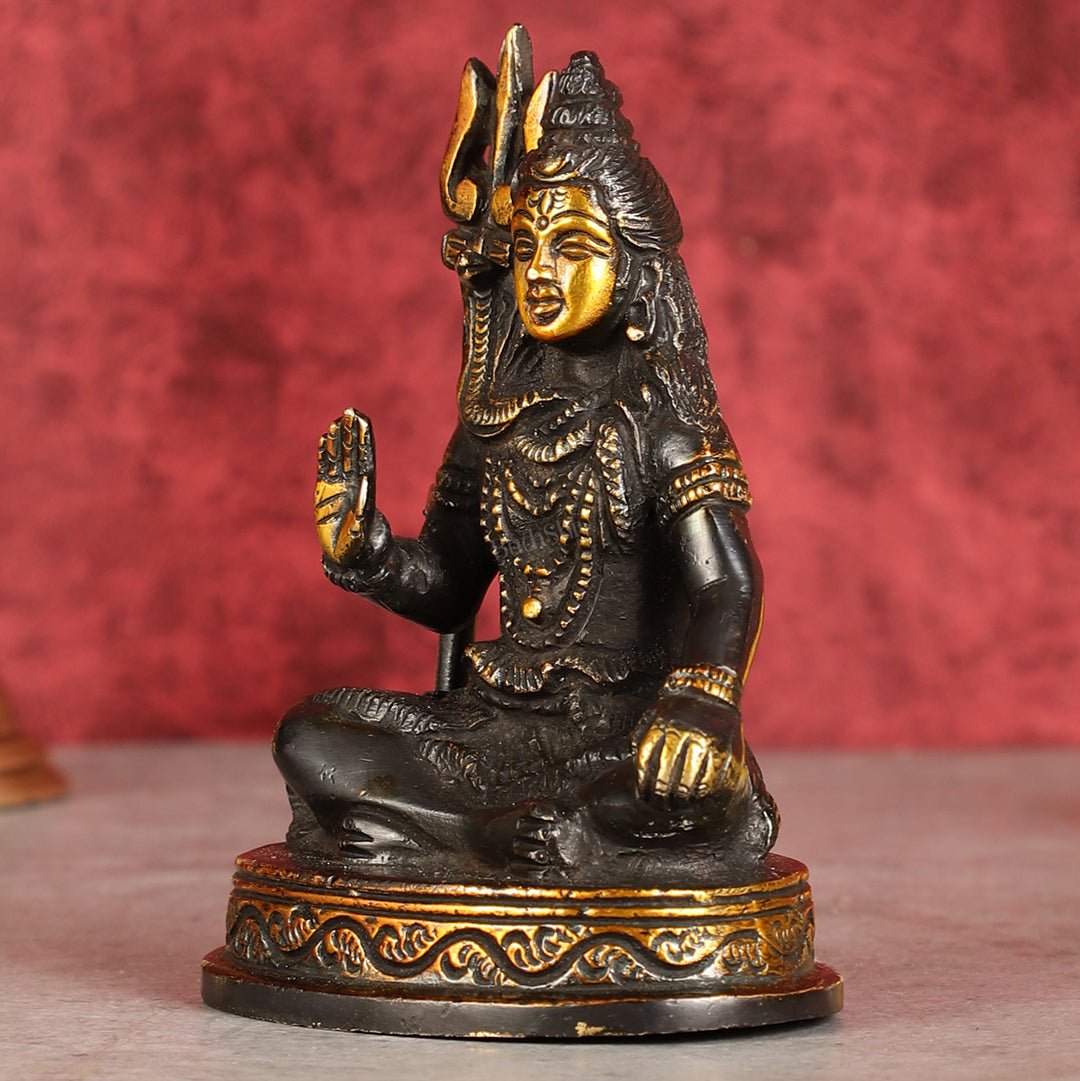 Pure Brass Sitting Lord Shiva Idol - 6"