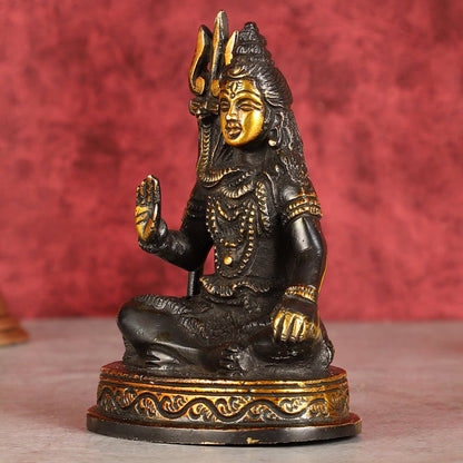 Pure Brass Sitting Lord Shiva Idol - 6"