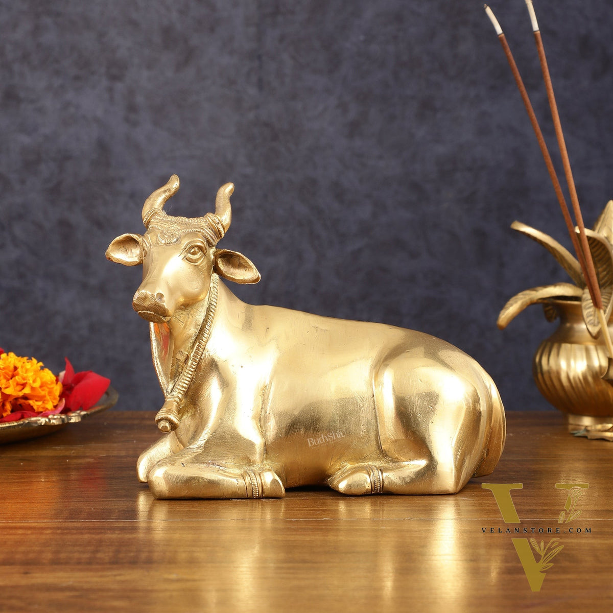 Pure Brass Sitting nandi Idol | 5.5"