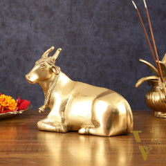 Pure Brass Sitting nandi Idol | 5.5"