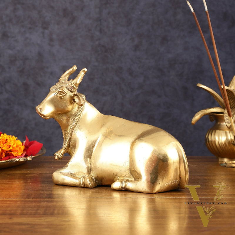 Pure Brass Sitting nandi Idol | 5.5"