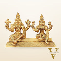Pure Brass Sitting Vishnu Lakshmi Narayan Idol 3.75 inch