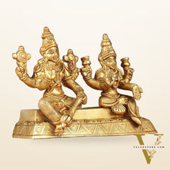 Pure Brass Sitting Vishnu Lakshmi Narayan Idol 3.75 inch
