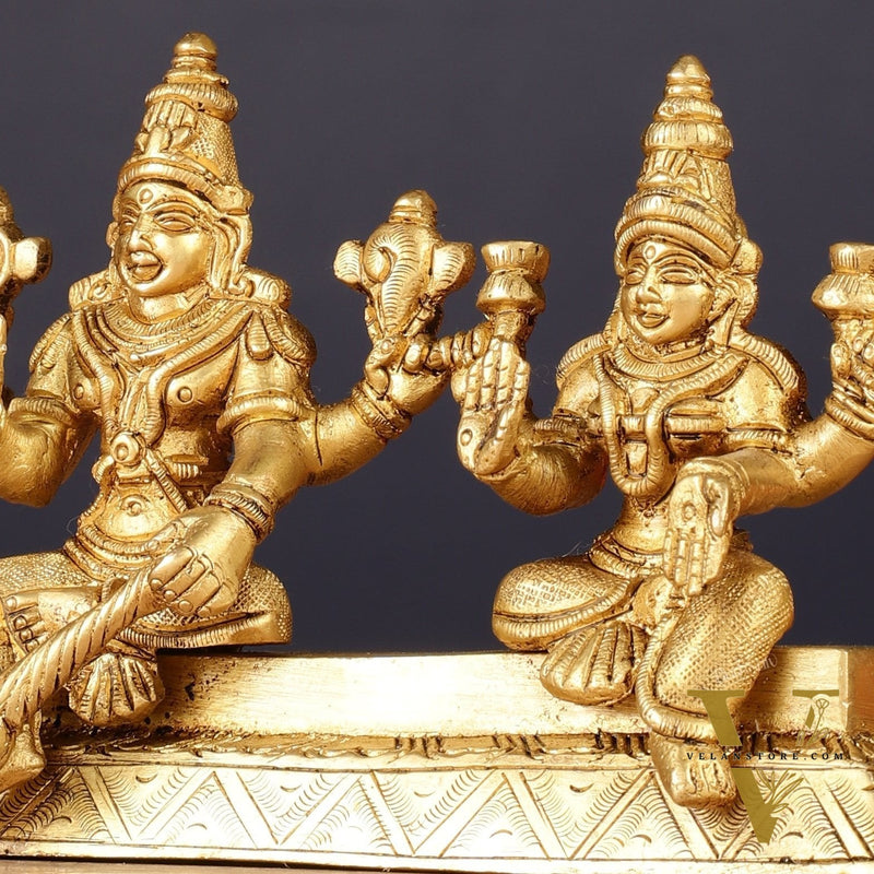 Pure Brass Sitting Vishnu Lakshmi Narayan Idol 3.75 inch
