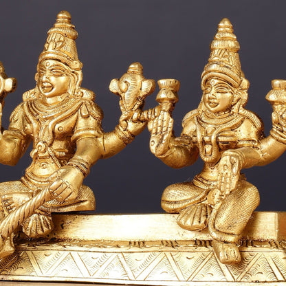Pure Brass Sitting Vishnu Lakshmi Narayan Idol 3.75 inch