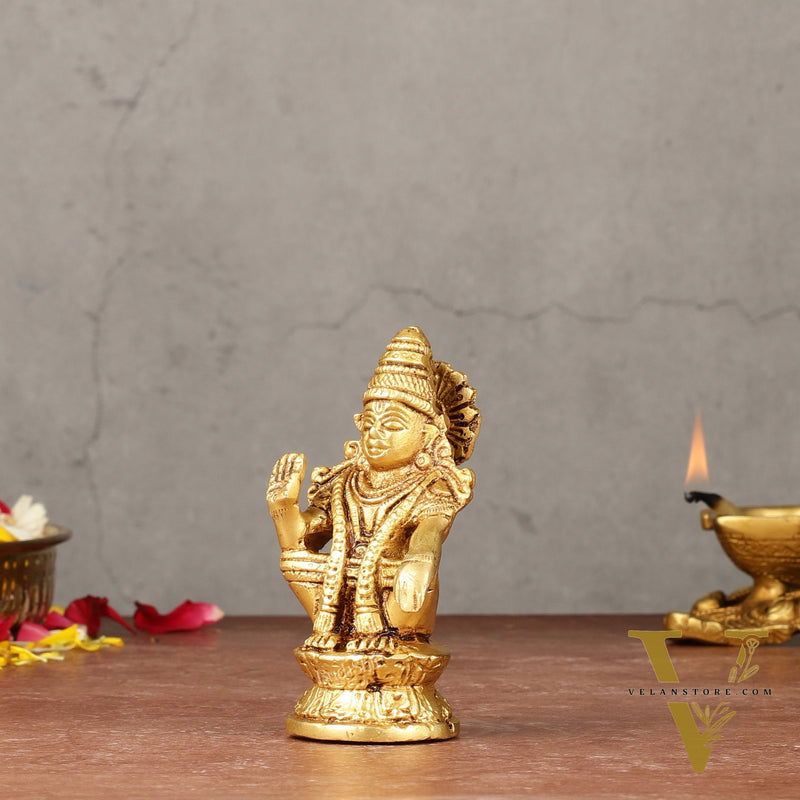 Pure brass small Ayyappa swamy idol 4 inch